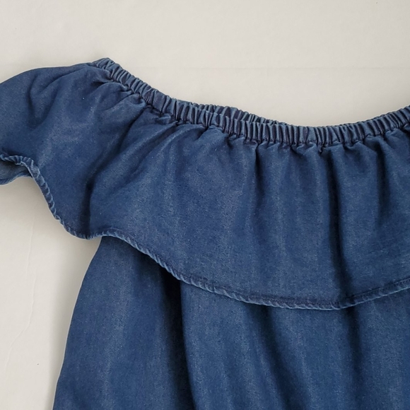 Off shoulder denim chambray dress - Picture 2 of 2